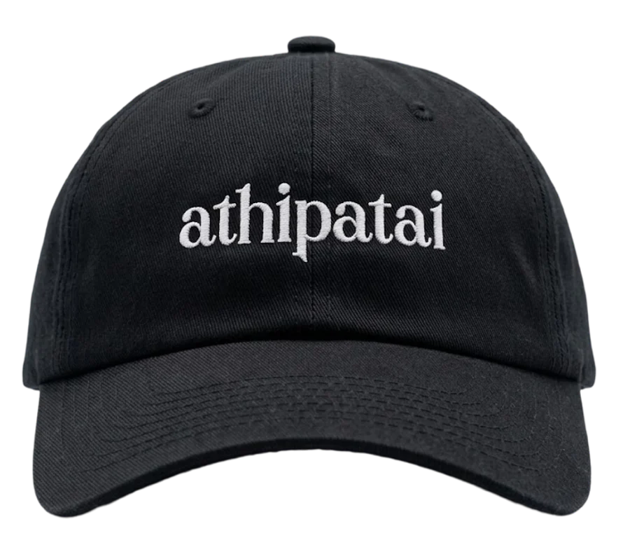Black Athipatai embroidered cap